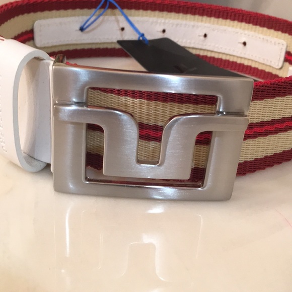 J.LINDEBERG Slater 40 Striped Webbing Dark Red - Picture 3 of 9